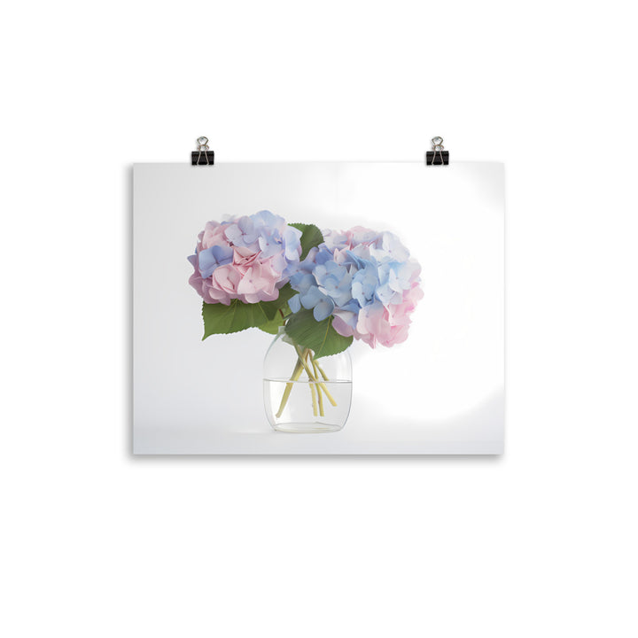 Hydrangea Bouquet on a White Background photo paper poster - Posterfy.AI