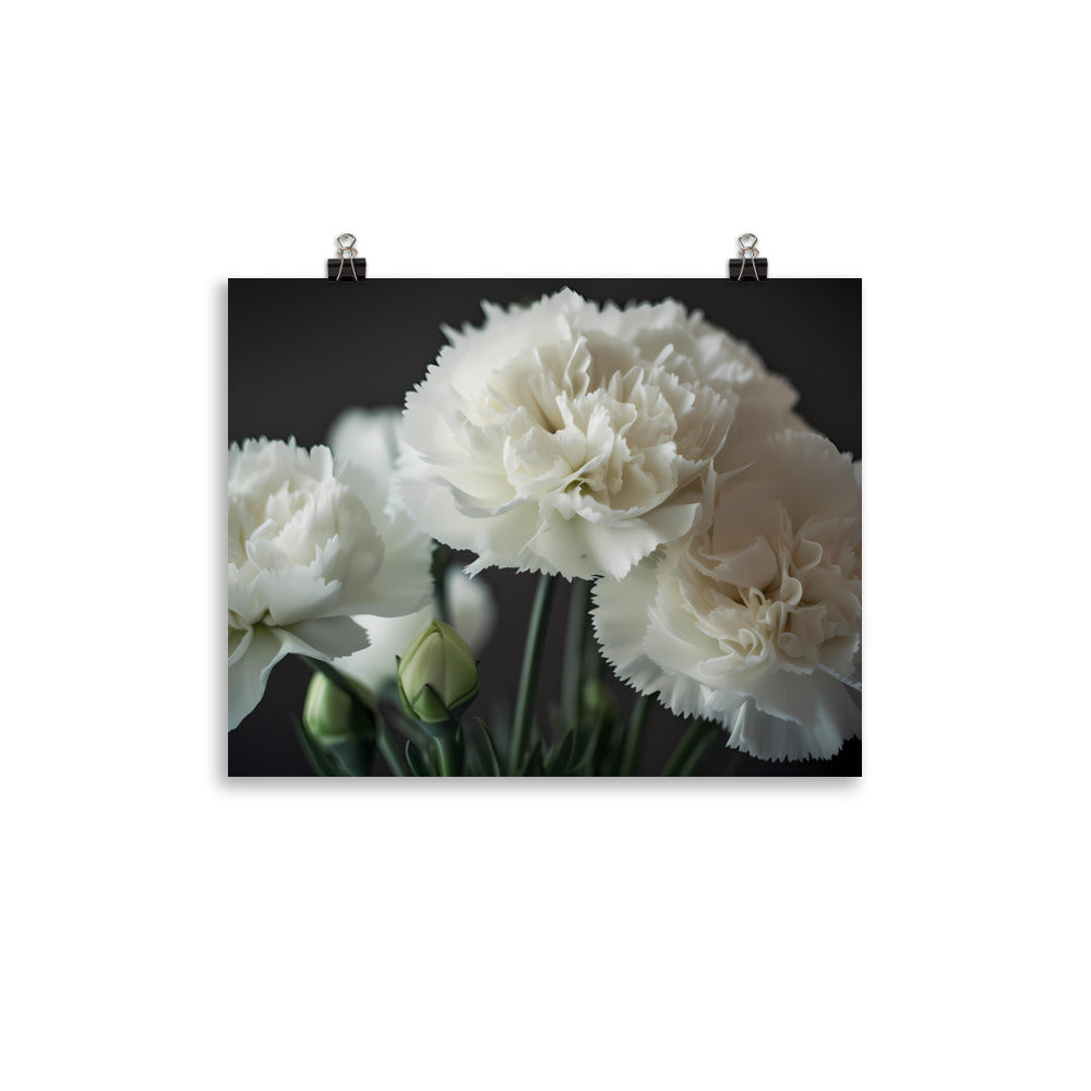 Elegant White Carnations photo paper poster - Posterfy.AI