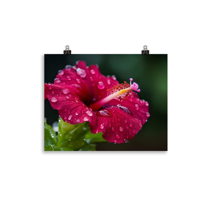 Hibiscus in the Rain photo paper poster - Posterfy.AI