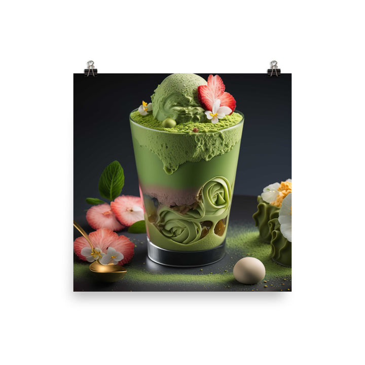A beautifully crafted and luscious matcha dessert photo paper poster - Posterfy.AI