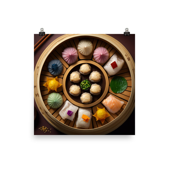 A colorful platter of dim sum 點心拼盤 photo paper poster - Posterfy.AI