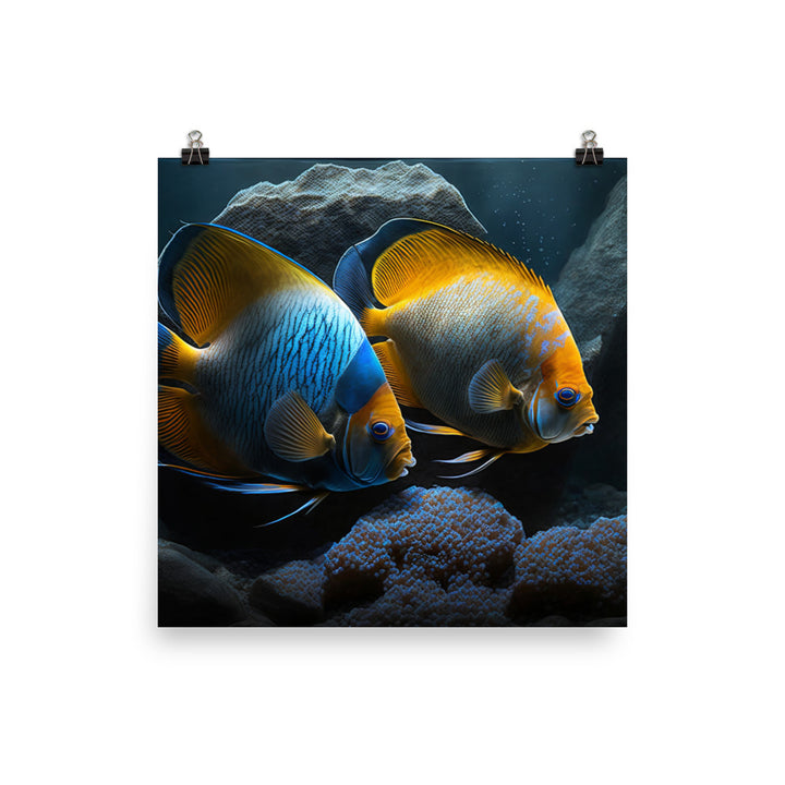 A pair of angelfish guarding their eggs photo paper poster - Posterfy.AI