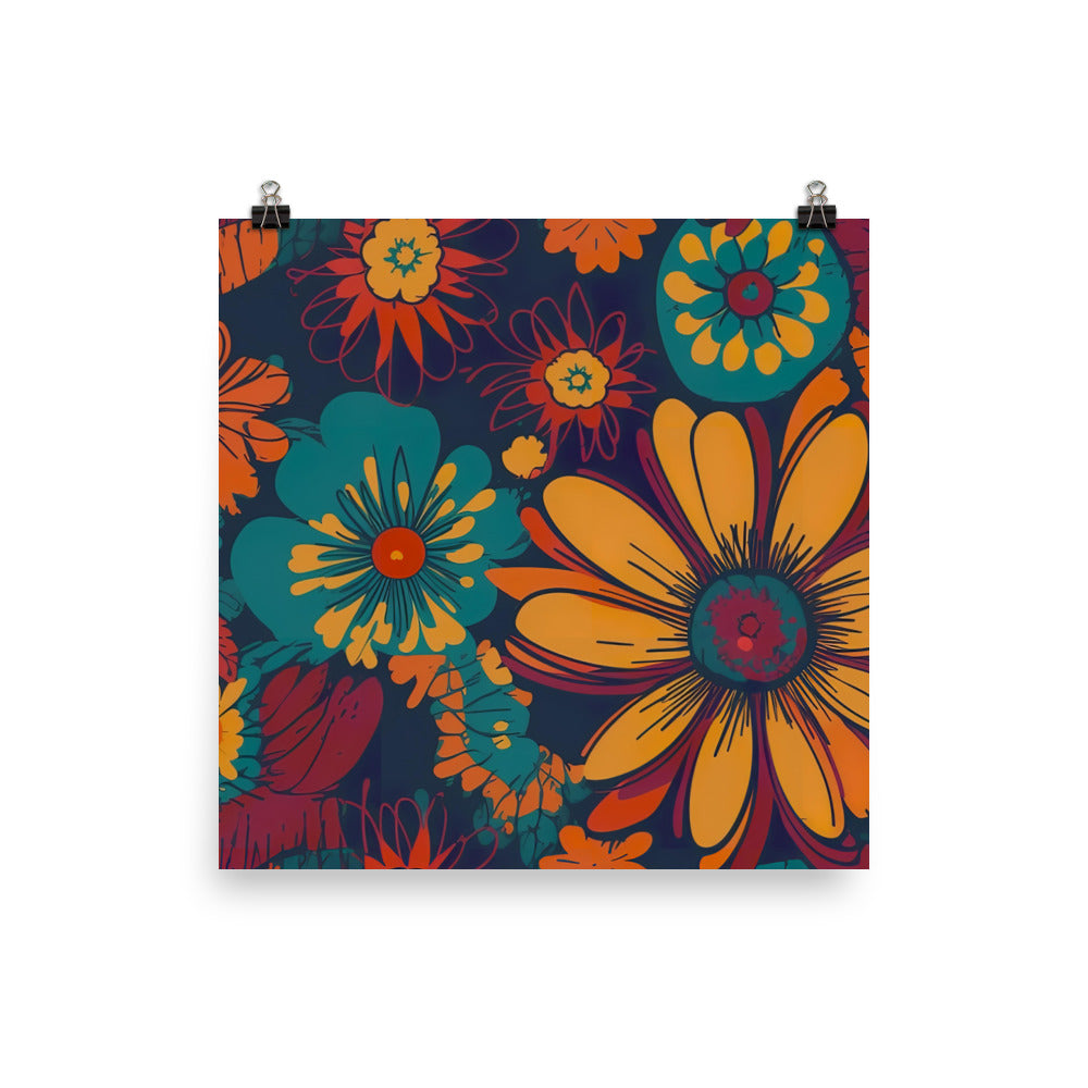 Flower power Pattern photo paper poster - Posterfy.AI