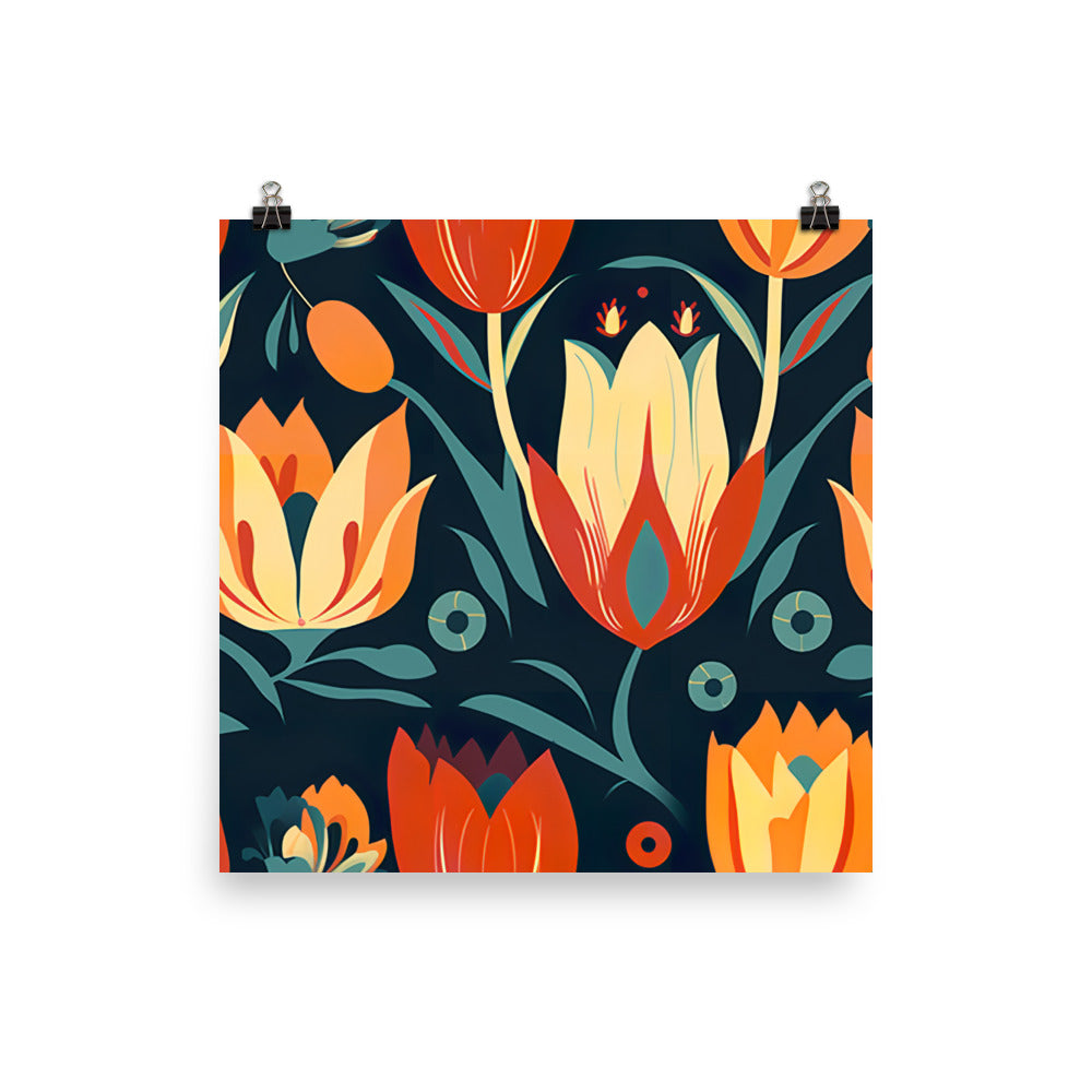 Tulip Pattern photo paper poster - Posterfy.AI