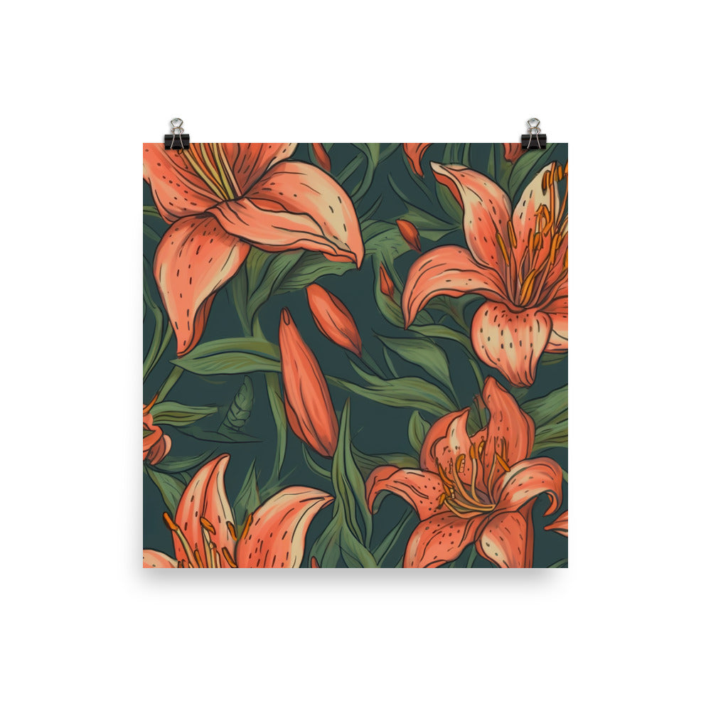 Lily Pattern photo paper poster - Posterfy.AI