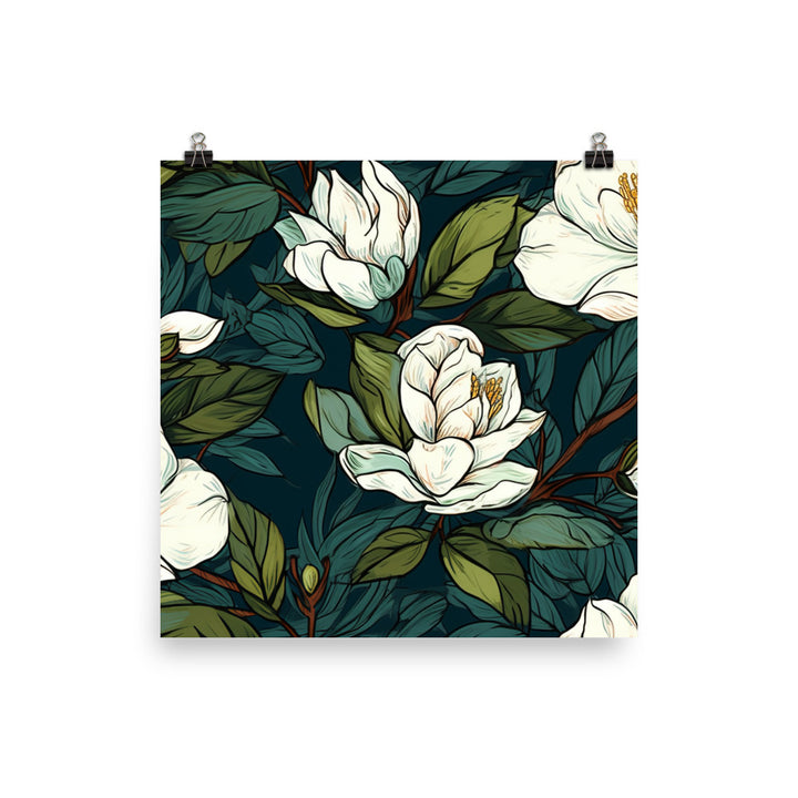 Gardenia Pattern photo paper poster - Posterfy.AI