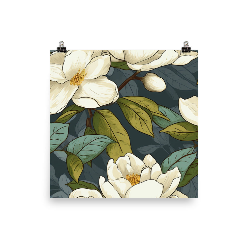 Gardenia Pattern photo paper poster - Posterfy.AI