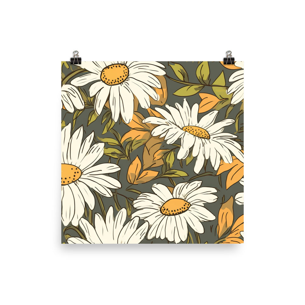 Daisy Pattern photo paper poster - Posterfy.AI