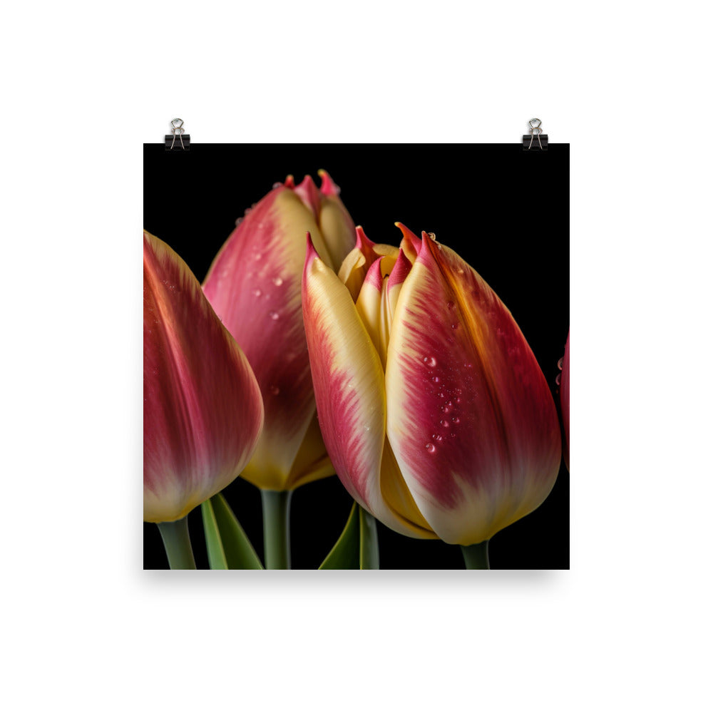 A Close-Up View of the Beauty of Tulips photo paper poster - Posterfy.AI