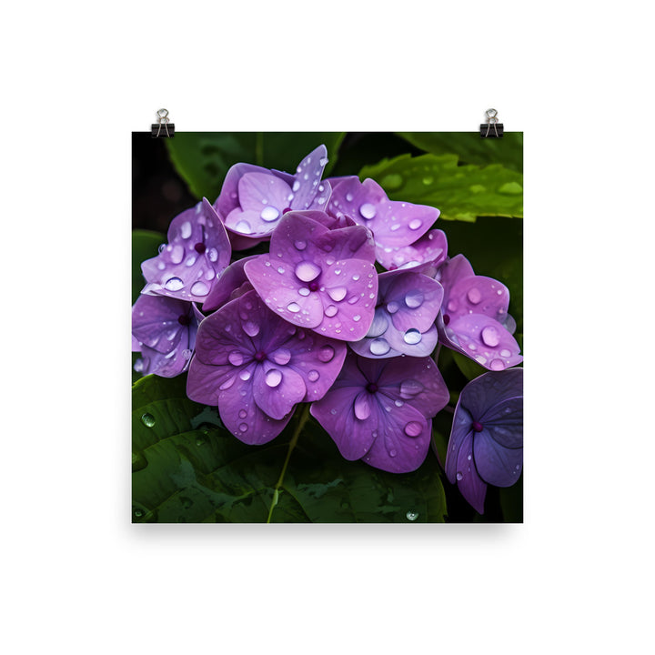 Hydrangea in the Rain photo paper poster - Posterfy.AI