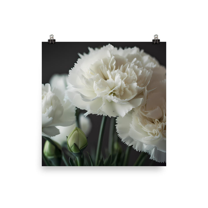 Elegant White Carnations photo paper poster - Posterfy.AI