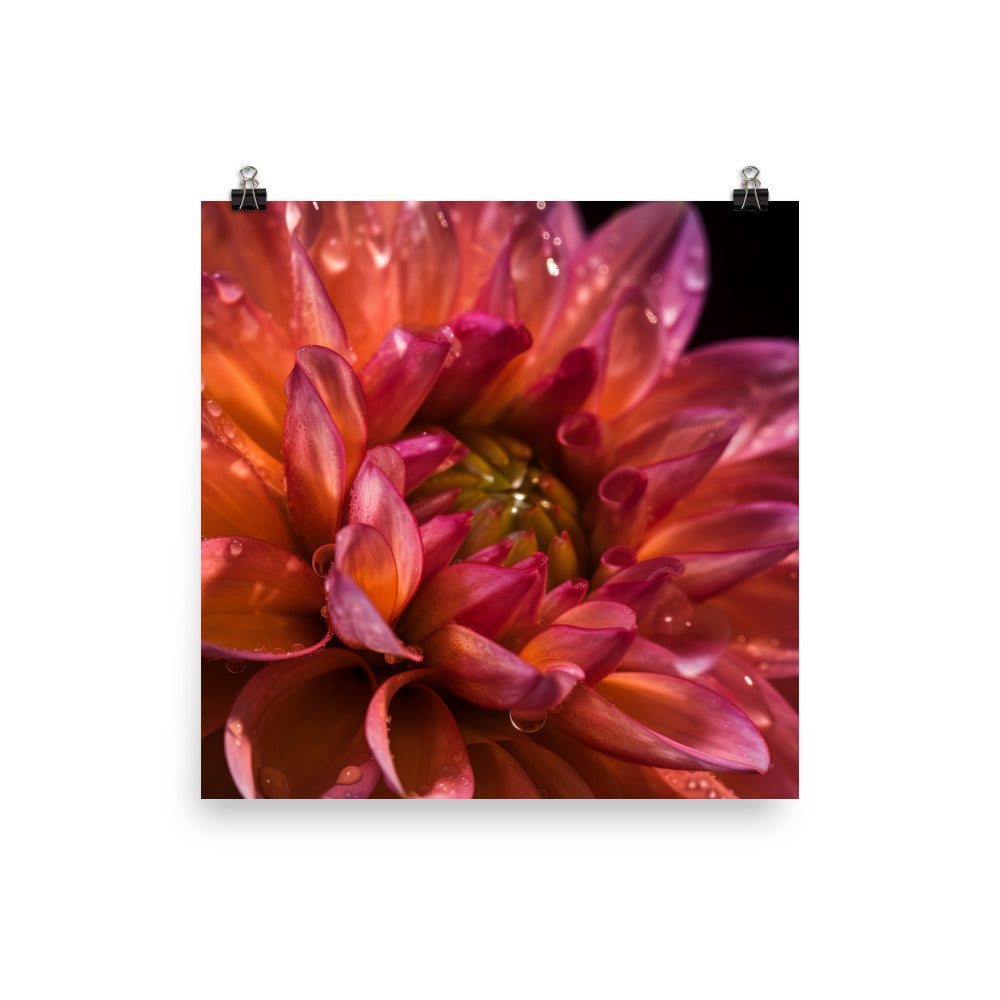 Dahlia with Dew Drops photo paper poster - Posterfy.AI