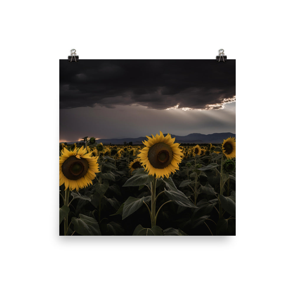 Dramatic Sunflower Landscape photo paper poster - Posterfy.AI