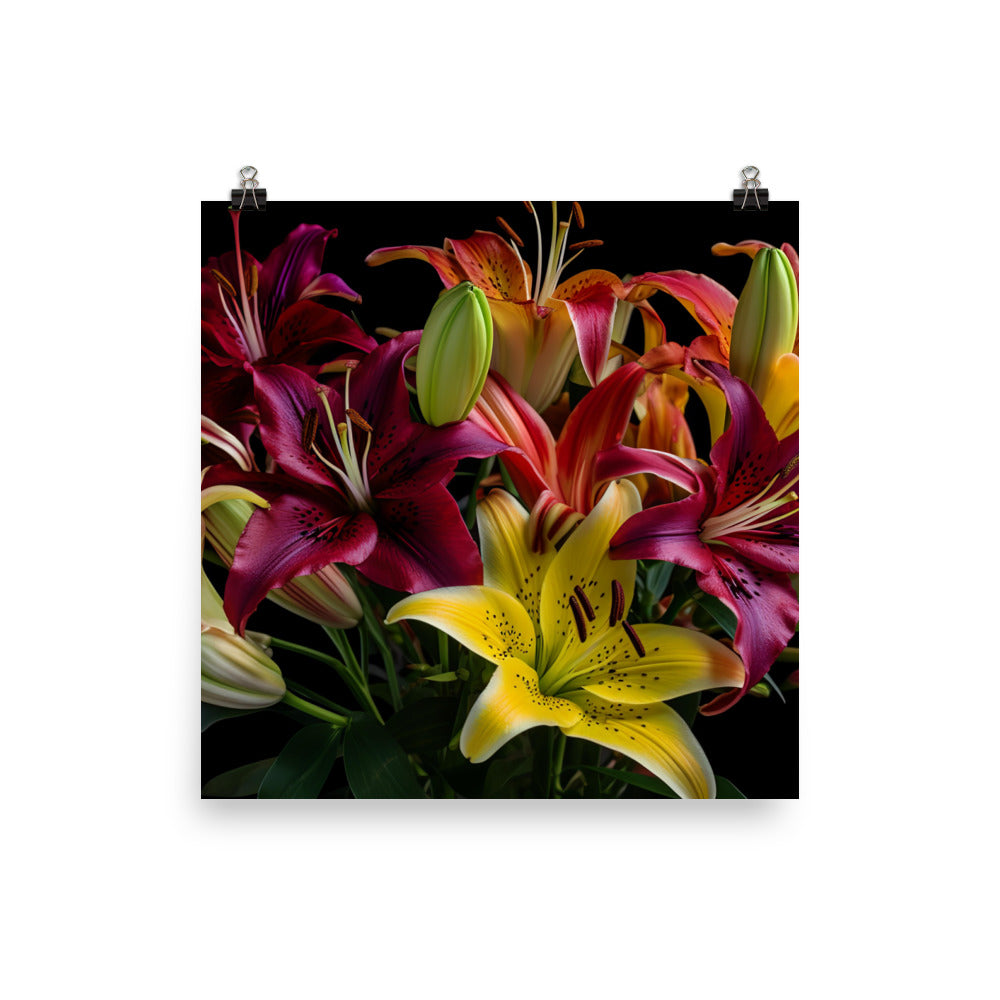 Multicolored Lily Bouquet photo paper poster - Posterfy.AI