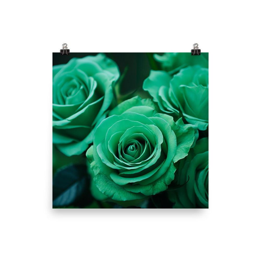 Refreshing Green Roses photo paper poster - Posterfy.AI