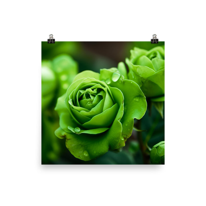 Refreshing Green Roses photo paper poster - Posterfy.AI