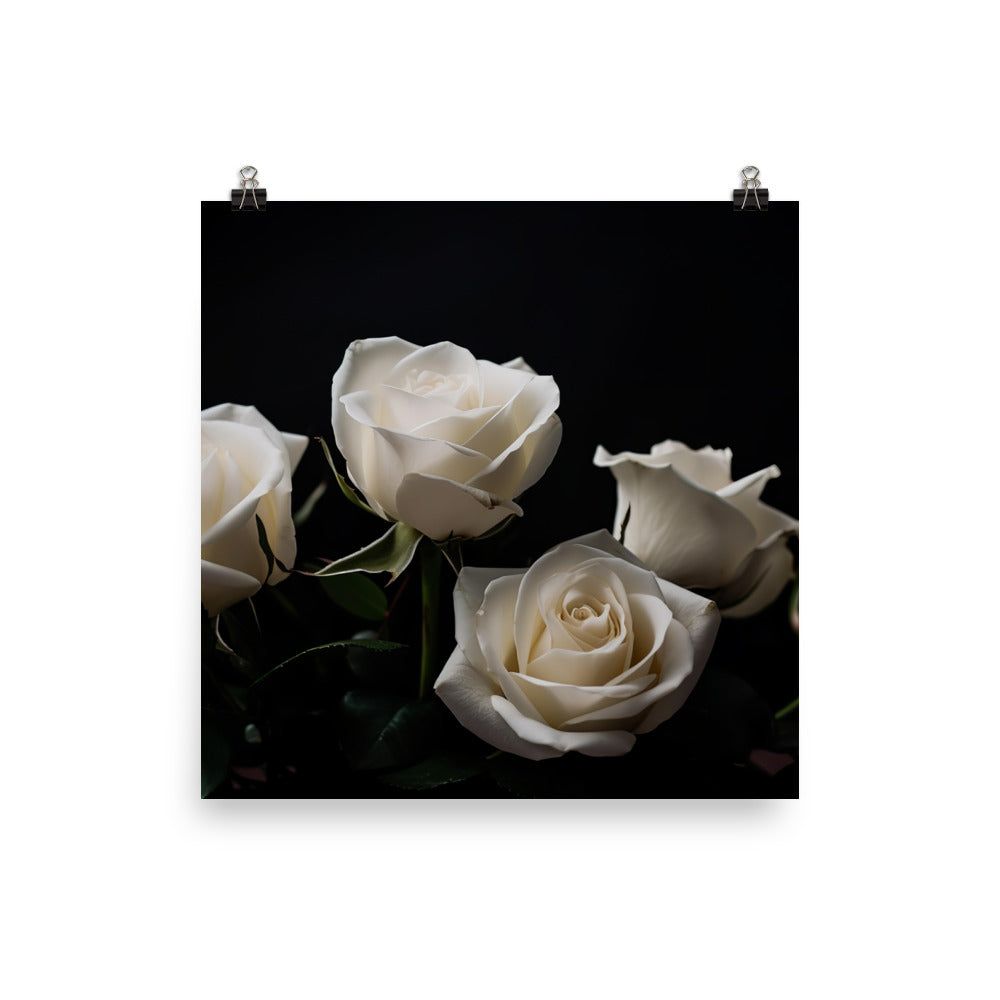 Classic White Roses photo paper poster - Posterfy.AI