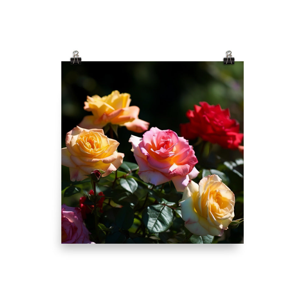 Bright Multi Colored Roses photo paper poster - Posterfy.AI