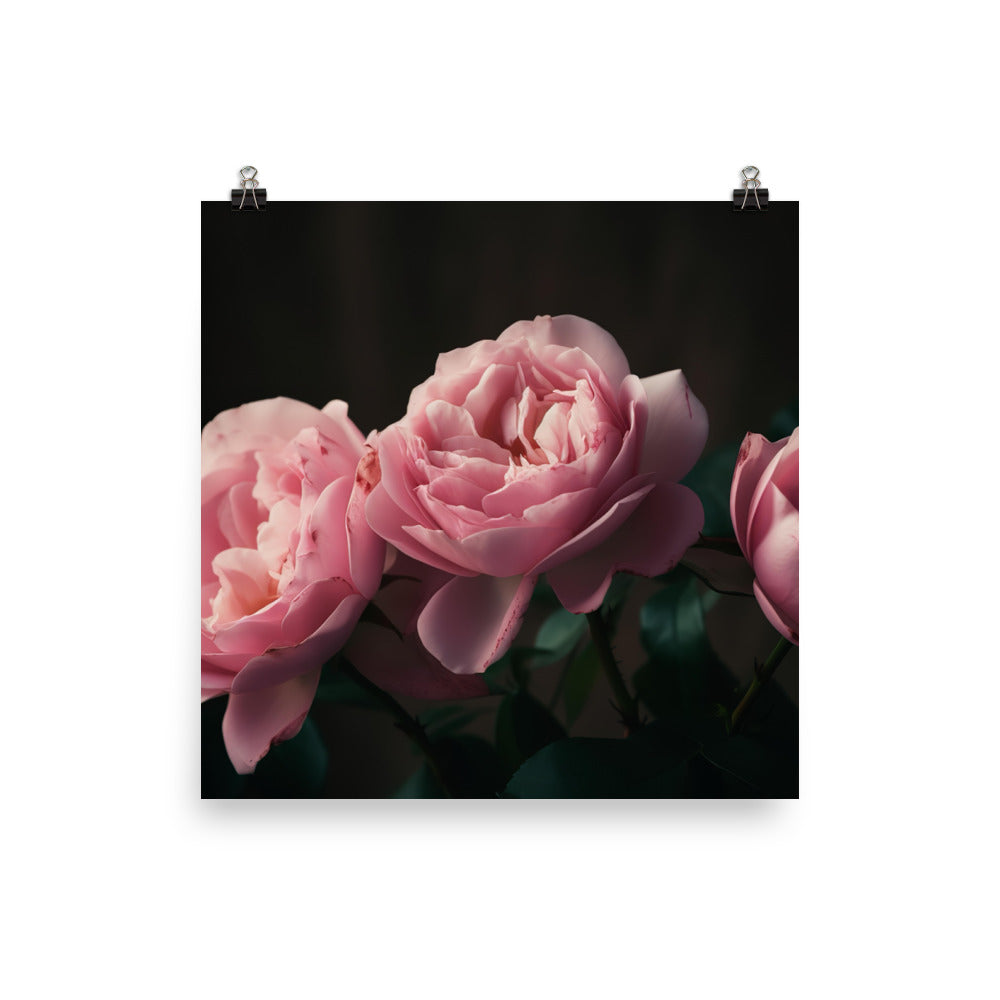 Blushing Pink Roses photo paper poster - Posterfy.AI