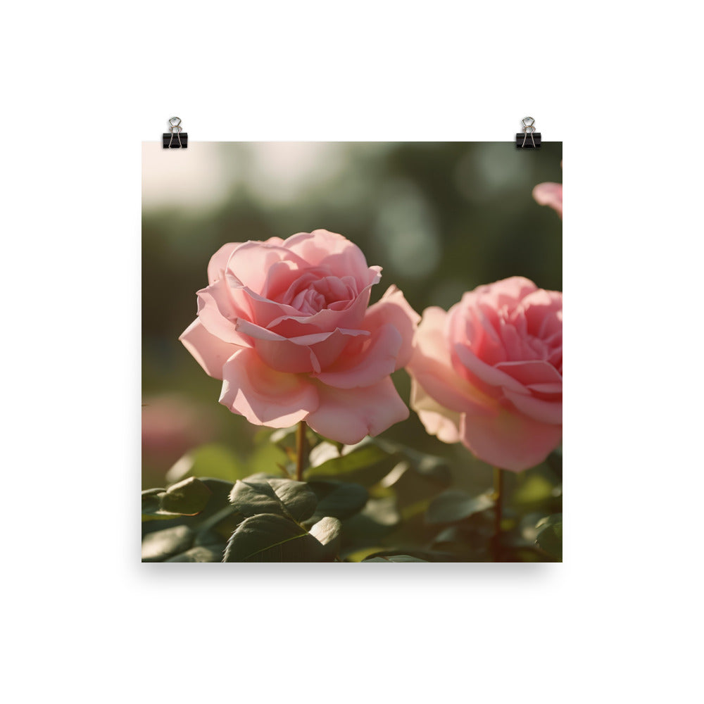 Blushing Pink Roses photo paper poster - Posterfy.AI