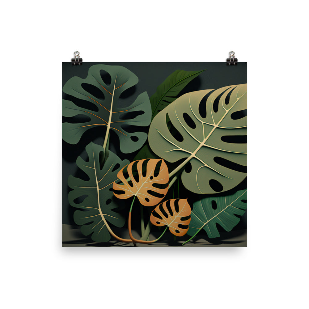 Monstera leaves in vibrant colors photo paper poster - Posterfy.AI