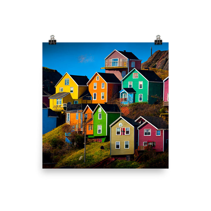 Colorful houses photo paper poster - Posterfy.AI