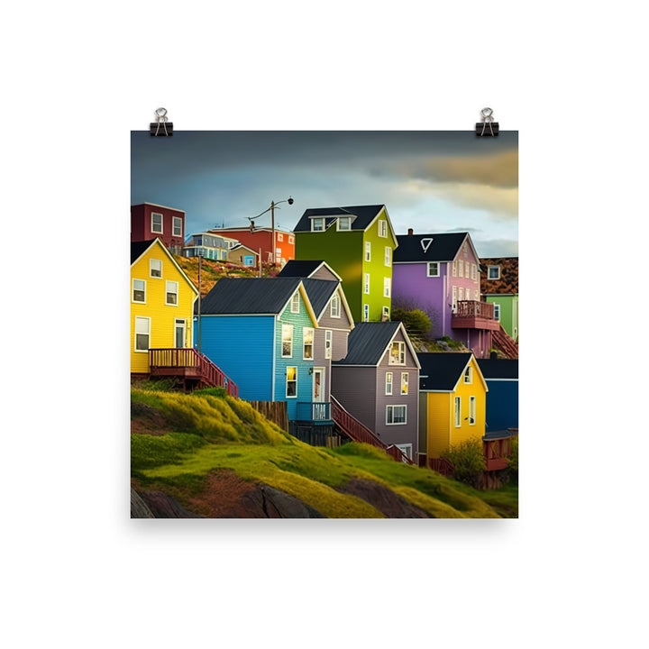 Colorful houses photo paper poster - Posterfy.AI