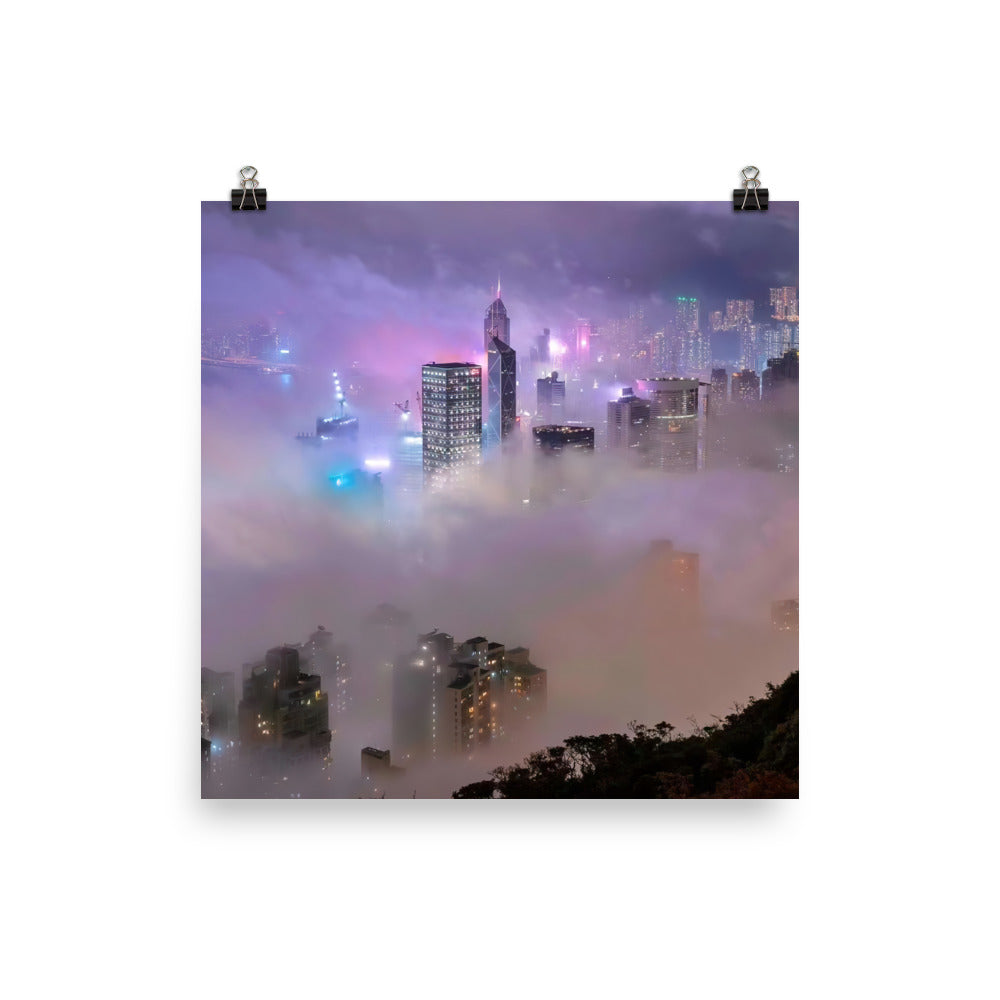 Hong Kong Blanketed in Fog photo paper poster - Posterfy.AI