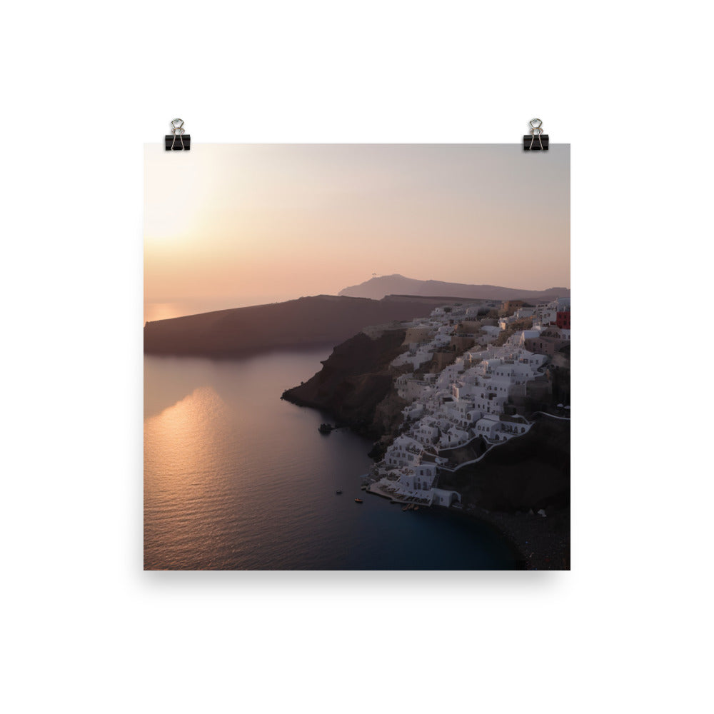 Sunset Over Santorini photo paper poster - Posterfy.AI
