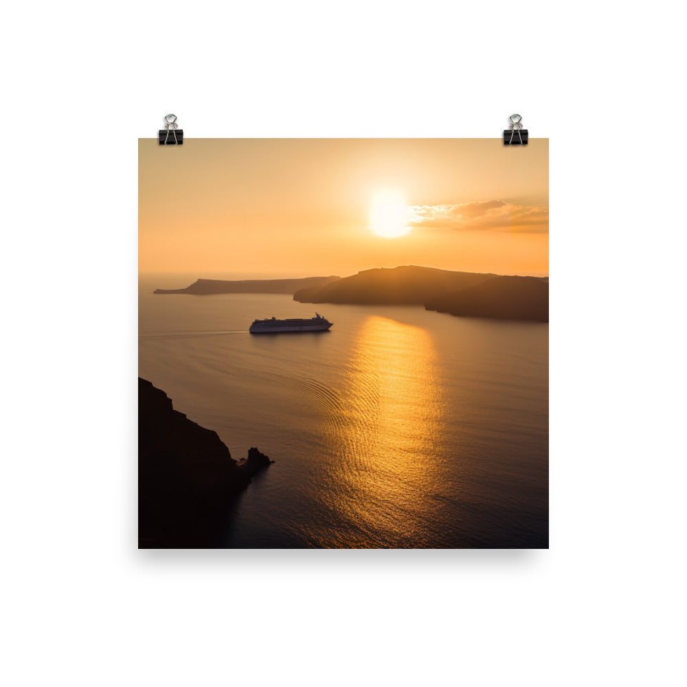 Sunset Over Santorini photo paper poster - Posterfy.AI