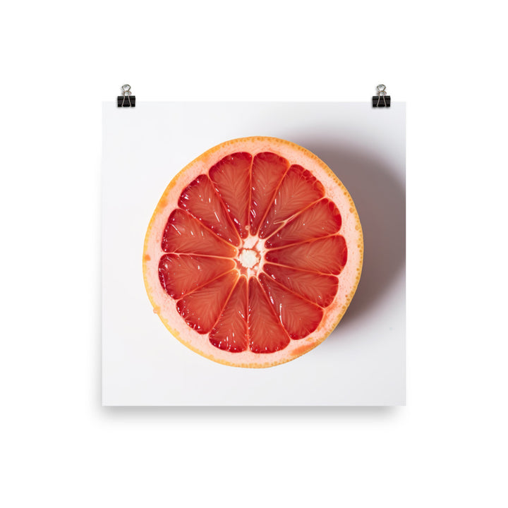 Sliced Grapefruit on a White Background photo paper poster - Posterfy.AI