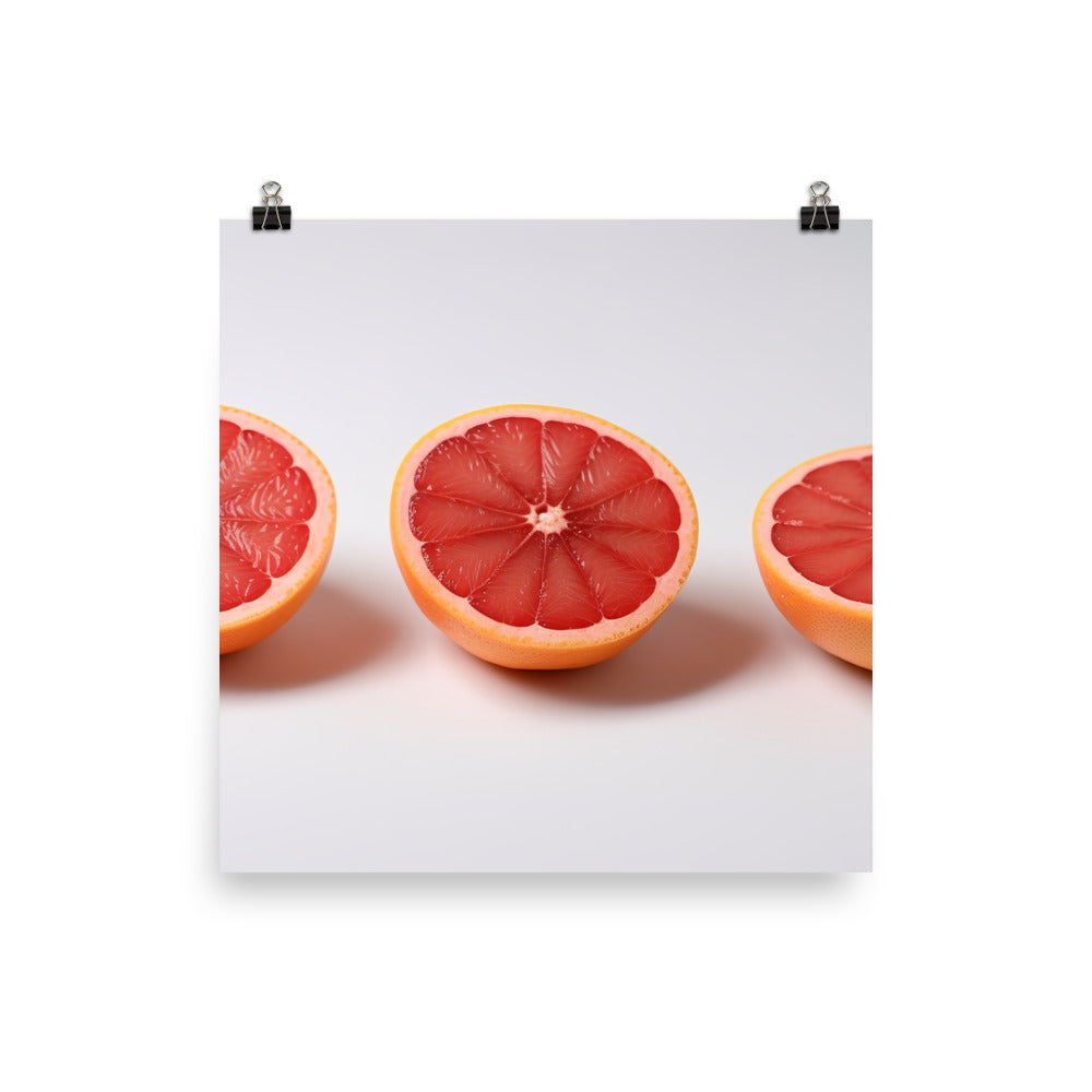 Sliced Grapefruit on a White Background photo paper poster - Posterfy.AI
