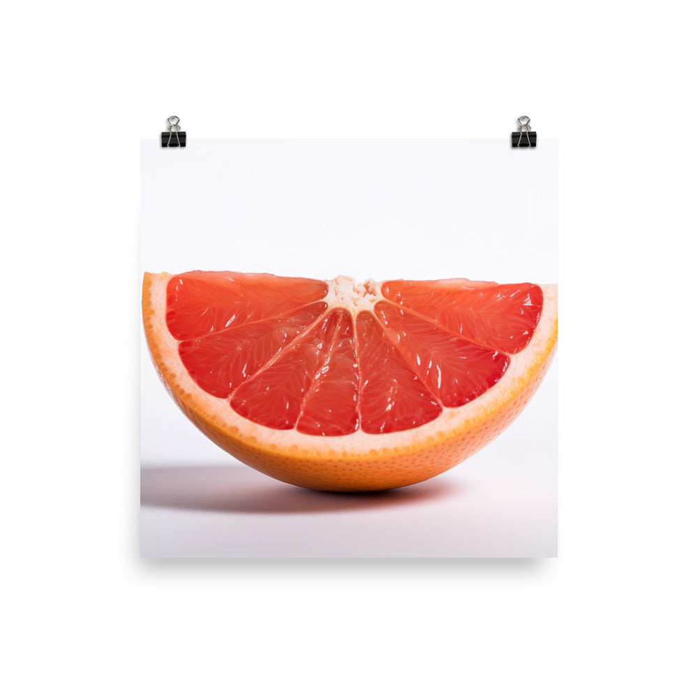 Sliced Grapefruit on a White Background photo paper poster - Posterfy.AI