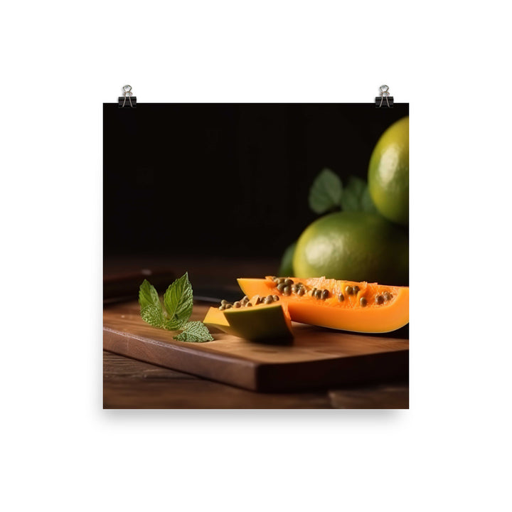 Sliced Papaya with Lime photo paper poster - Posterfy.AI