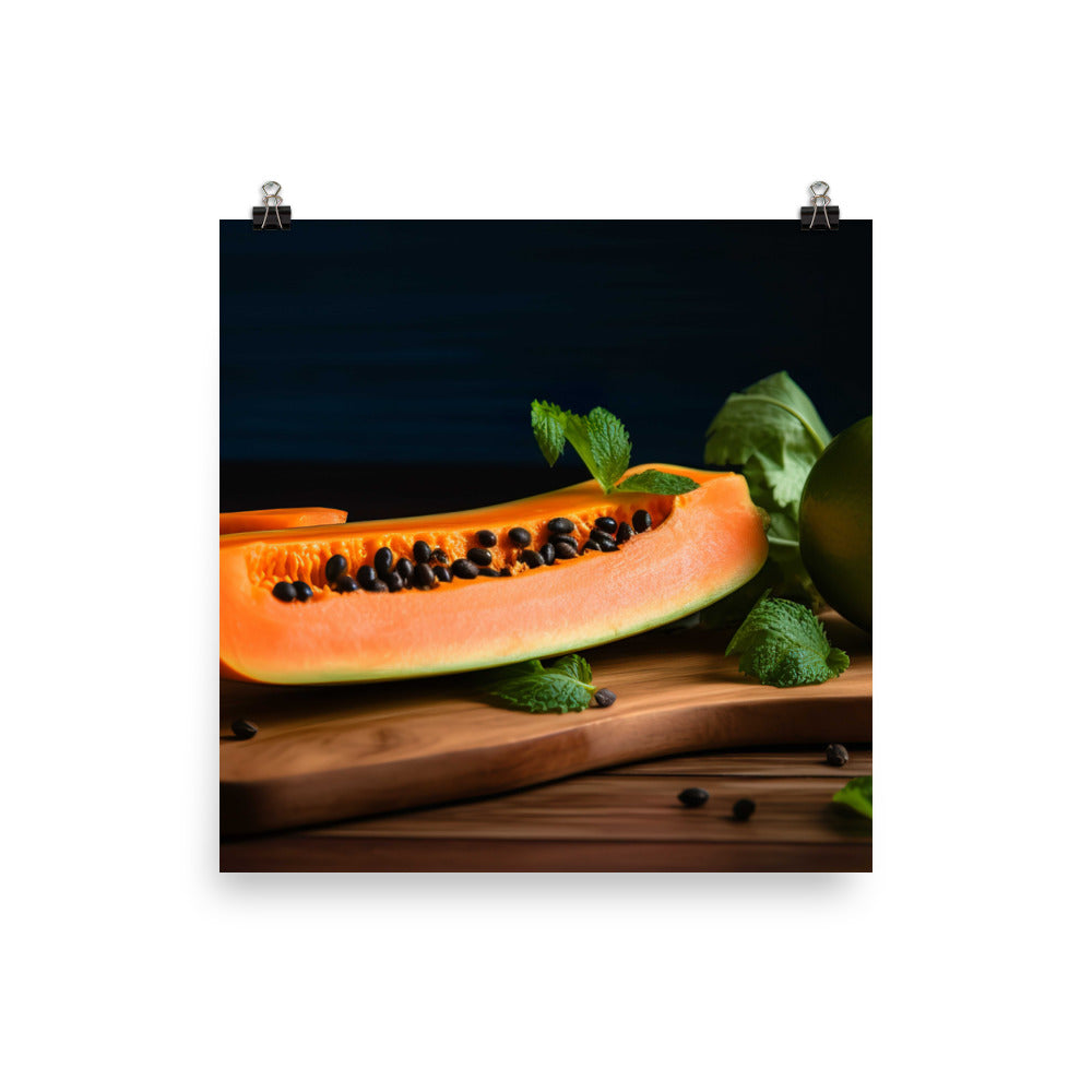 Sliced Papaya with Lime photo paper poster - Posterfy.AI