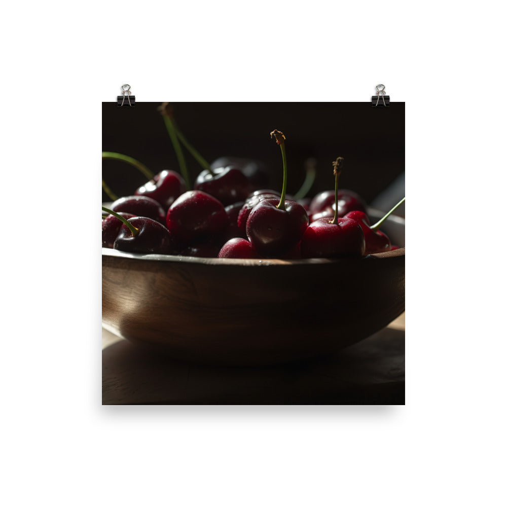 Juicy and Fresh Cherries photo paper poster - Posterfy.AI