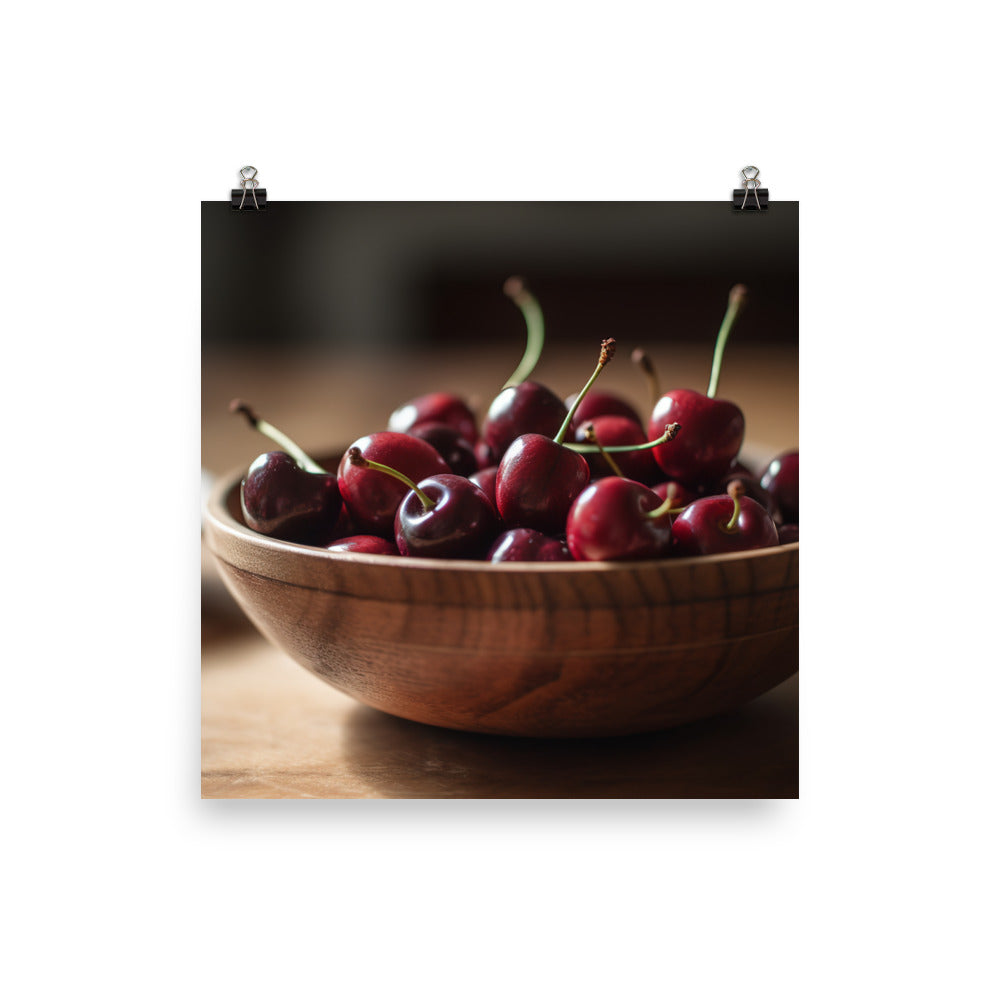 Juicy and Fresh Cherries photo paper poster - Posterfy.AI