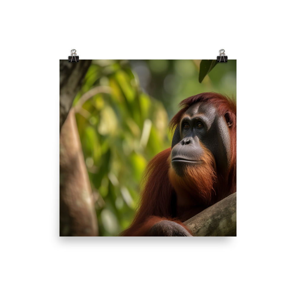 Majestic Orangutan Sitting in the Trees photo paper poster - Posterfy.AI