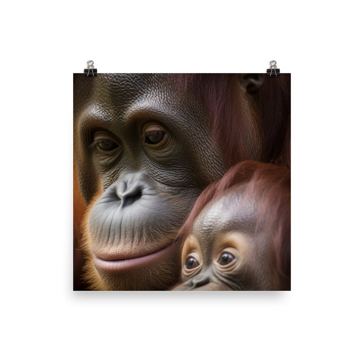 Gentle Orangutan Mother and Baby photo paper poster - Posterfy.AI