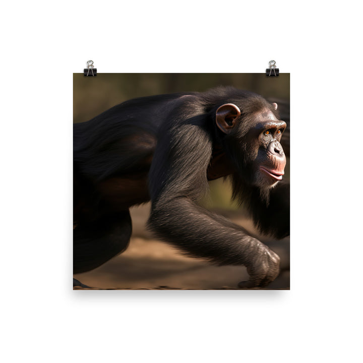 Chimpanzee in Action photo paper poster - Posterfy.AI