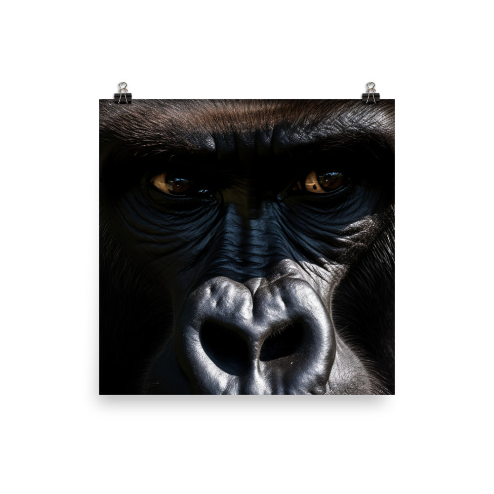 The magnificent face of silverback gorilla photo paper poster - Posterfy.AI