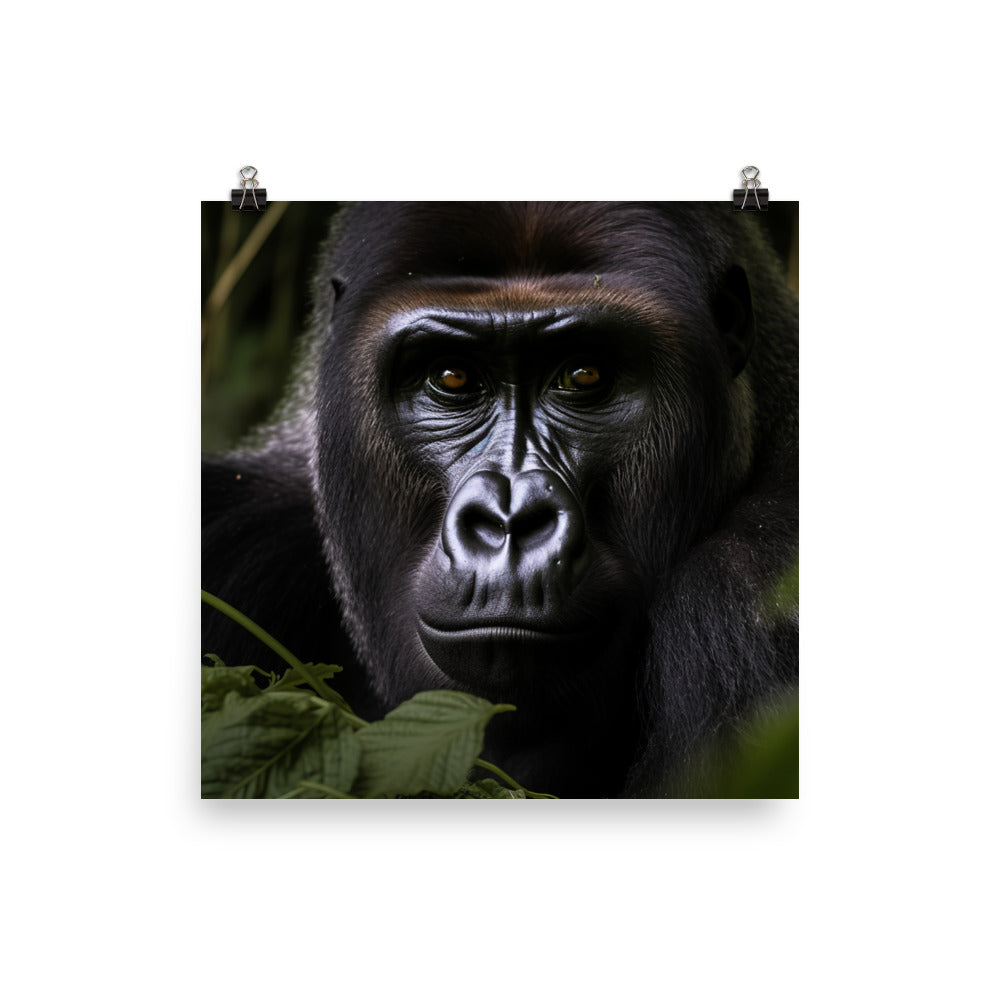 Inquisitive Gorilla in the Wild photo paper poster - Posterfy.AI