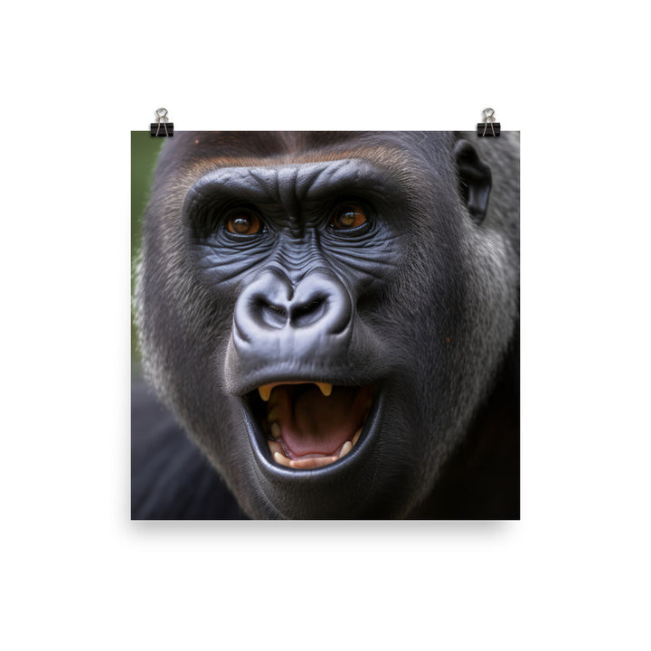 Close-Up of a Playful Gorilla photo paper poster - Posterfy.AI