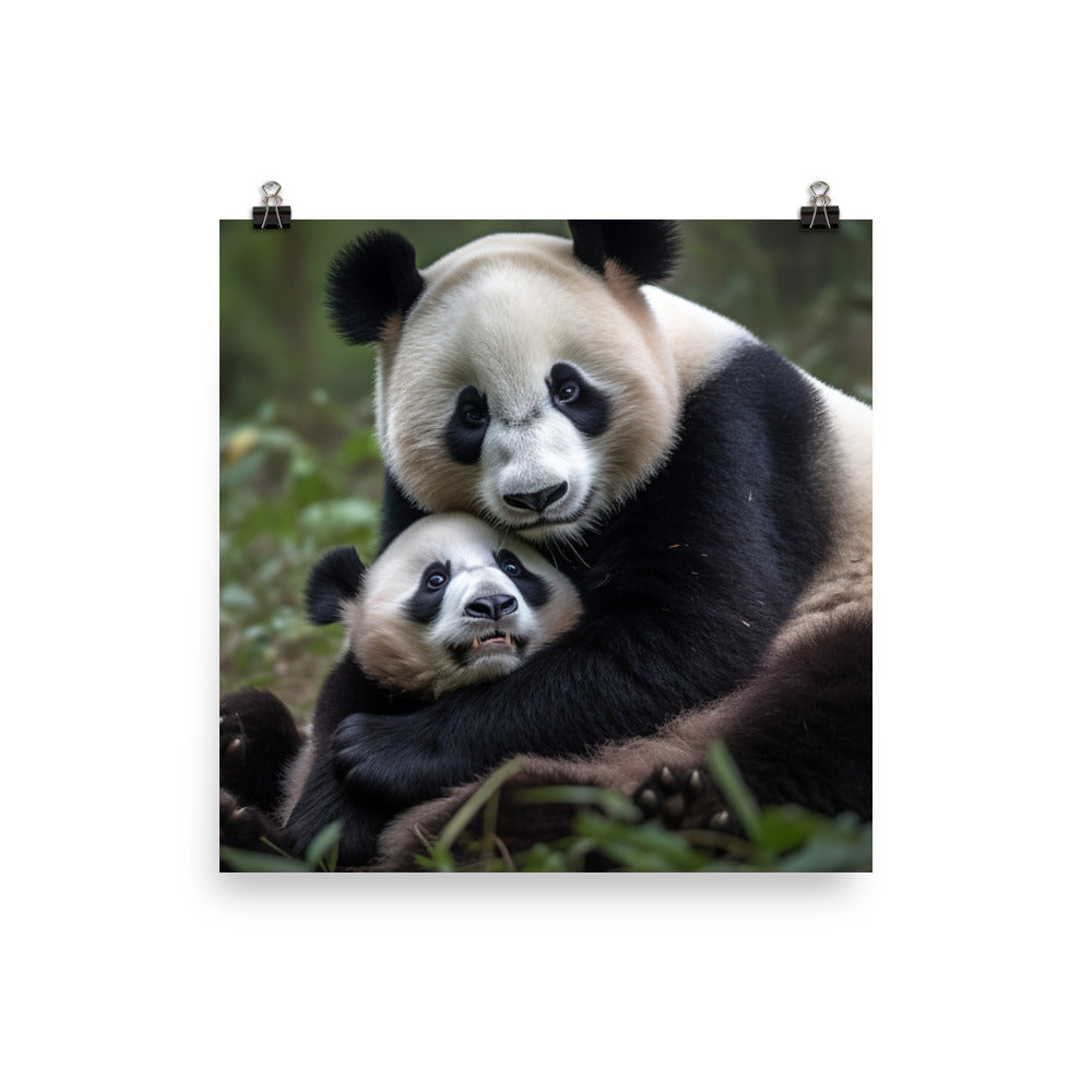 Sweet Panda Family Bonding Time photo paper poster - Posterfy.AI