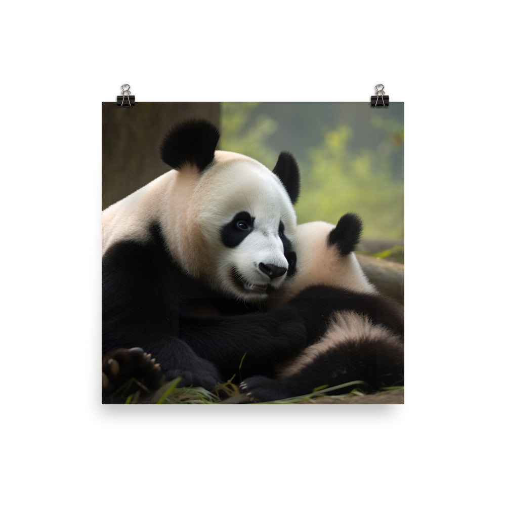 Sweet Panda Family Bonding Time photo paper poster - Posterfy.AI