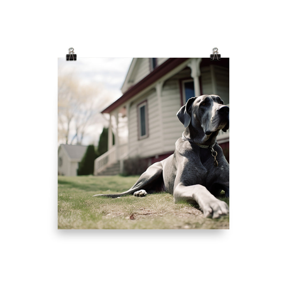 Loyal Great Dane Protecting His Home photo paper poster - Posterfy.AI