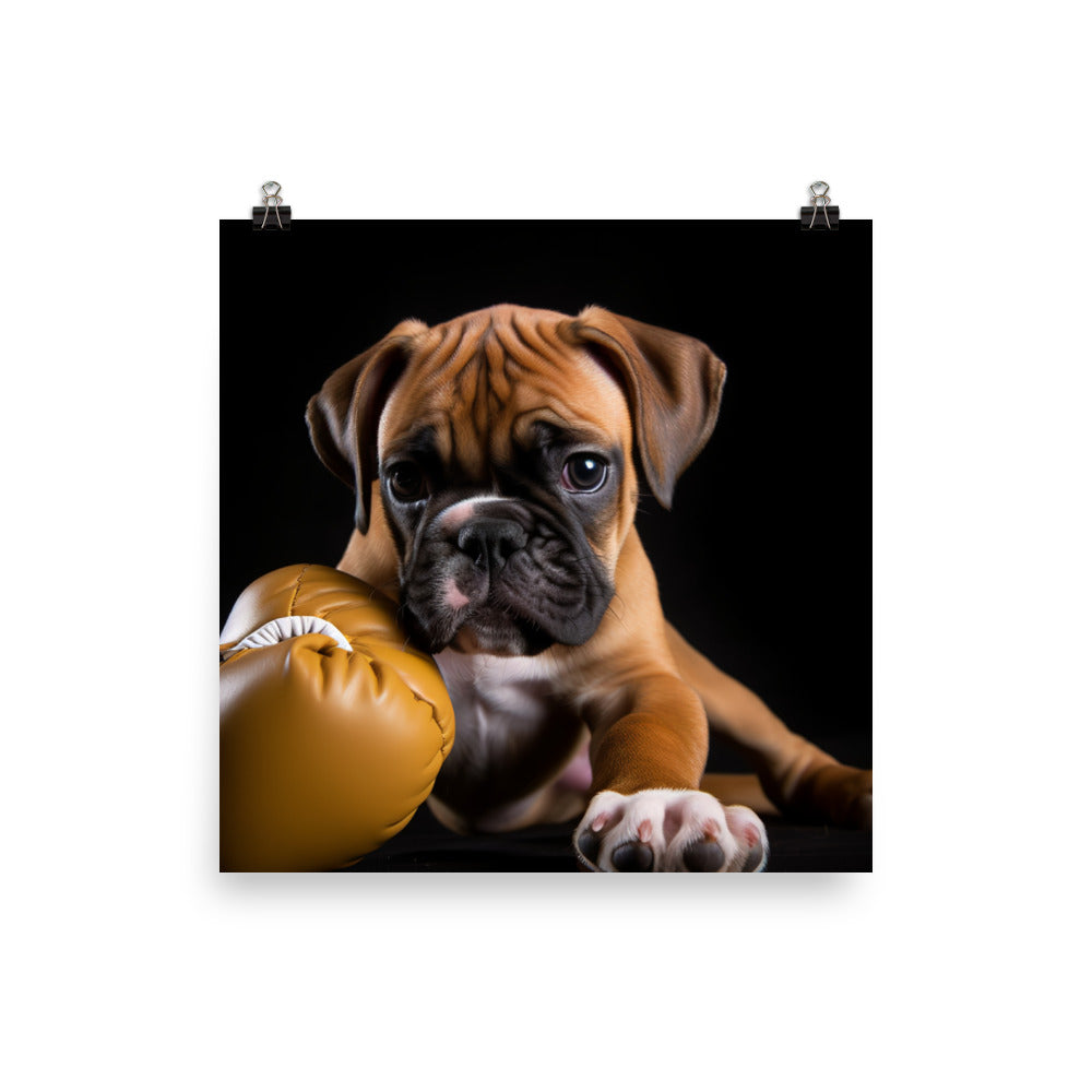 Playful Boxer Pup photo paper poster - Posterfy.AI