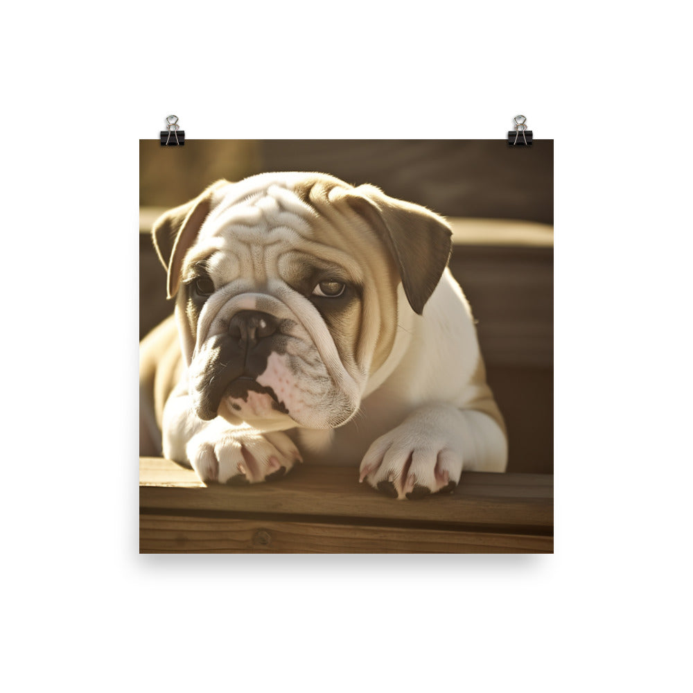 Cute Bulldog in the Sun photo paper poster - Posterfy.AI