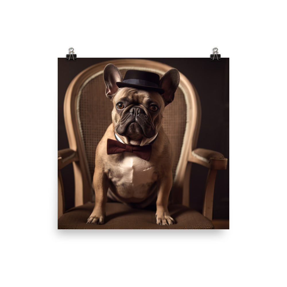 A French Bulldog dressed up in a bow tie photo paper poster - Posterfy.AI