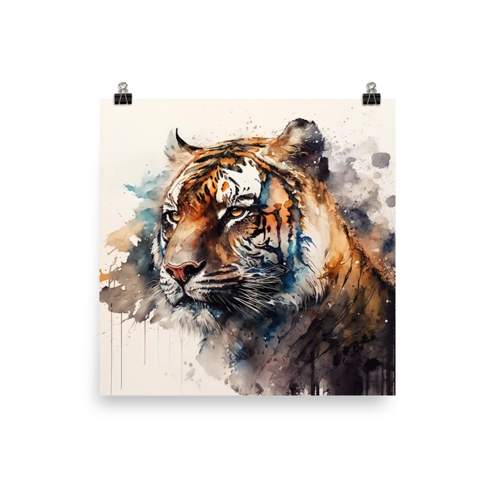 Tiger in watercolour photo paper poster - Posterfy.AI